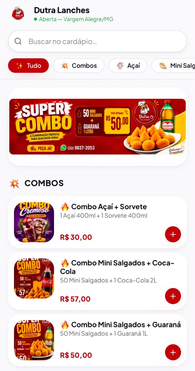 Cardápio digital Dutiva no smartphone