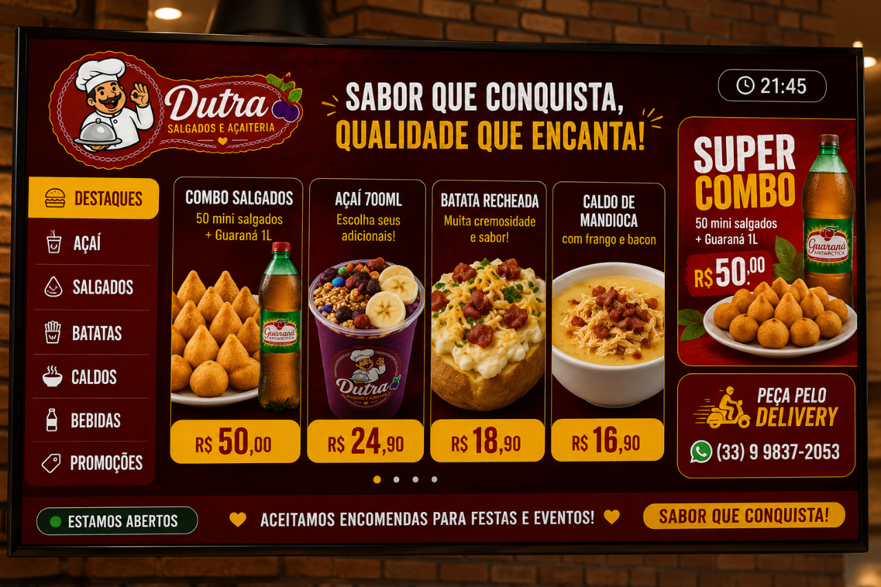 Dutiva TV Indoor exibindo campanha em tela profissional